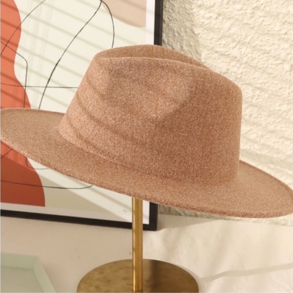 Felt Fedora Wide Brim Hat Adjustable Size 3 “ Brim NWT